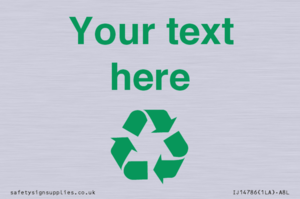 IJ14786: Custom Recycling Sign with green recycling mobius loop