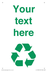 IJ14786: Custom Recycling Sign with green recycling mobius loop