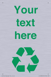 IJ14786: Custom Recycling Sign with green recycling mobius loop