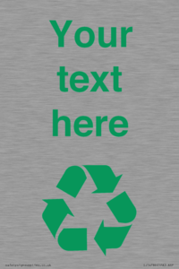 IJ14786: Custom Recycling Sign with green recycling mobius loop