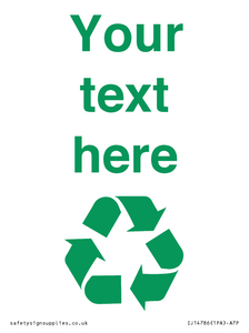 IJ14786: Custom Recycling Sign with green recycling mobius loop
