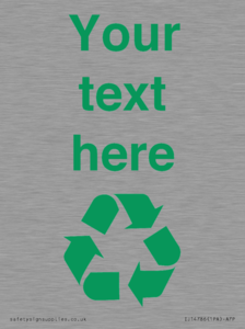 IJ14786: Custom Recycling Sign with green recycling mobius loop