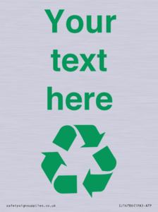 IJ14786: Custom Recycling Sign with green recycling mobius loop