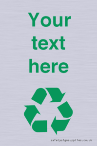 IJ14786: Custom Recycling Sign with green recycling mobius loop