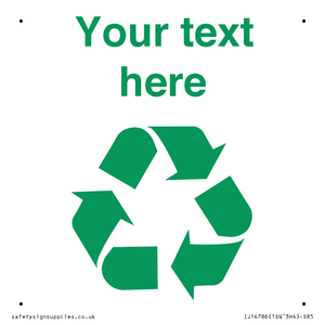 IJ14786: Custom Recycling Sign with green recycling mobius loop