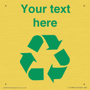 IJ14786: Custom Recycling Sign with green recycling mobius loop
