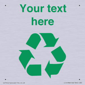 IJ14786: Custom Recycling Sign with green recycling mobius loop