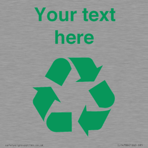 IJ14786: Custom Recycling Sign with green recycling mobius loop