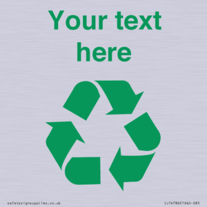 IJ14786: Custom Recycling Sign with green recycling mobius loop