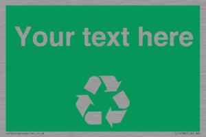 IJ14788: Custom Recycling Sign on green with white text and  recycling mobius loop