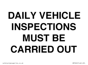 IM7265: DAILY VEHICLE INSPECTIONS MUST BE CARRIED