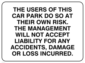 IR578: Carpark liability disclaimer