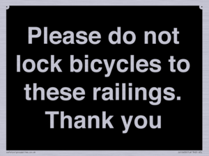 IV10430: Please do not lock bicycles to these railings. Thank you