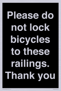 IV10430: Please do not lock bicycles to these railings. Thank you