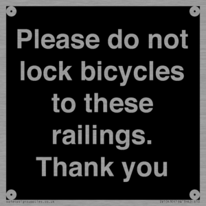 IV10430: Please do not lock bicycles to these railings. Thank you