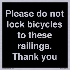 IV10430: Please do not lock bicycles to these railings. Thank you