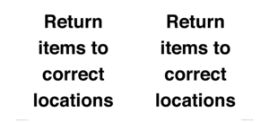 IV12272: Return Items To Correct Location Sign