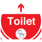 IV14240: Toilet Sign Dementia Friendly Red Directional