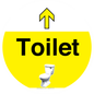 IV14251: Dementia Friendly Toilet Sign Directional Yellow Arrow