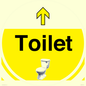IV14251: Dementia Friendly Toilet Sign Directional Yellow Arrow