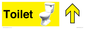 IV14251: Dementia Friendly Toilet Sign Directional Yellow Arrow