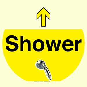 IV14255: Shower Dementia Friendly yellow Directional sign with arrow
