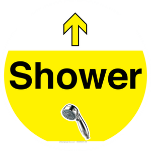 IV14255: Shower Dementia Friendly yellow Directional sign with arrow