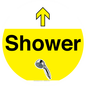 IV14255: Shower Dementia Friendly yellow Directional sign with arrow