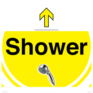 IV14255: Shower Dementia Friendly yellow Directional sign with arrow