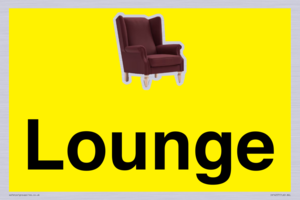 IV14257: Lounge Dementia Friendly Yellow SIgn