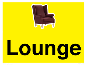 IV14257: Lounge Dementia Friendly Yellow SIgn