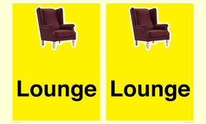 IV14257: Lounge Dementia Friendly Yellow SIgn