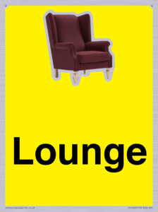 IV14257: Lounge Dementia Friendly Yellow SIgn