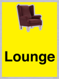 IV14257: Lounge Dementia Friendly Yellow SIgn
