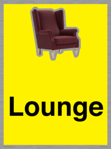 IV14257: Lounge Dementia Friendly Yellow SIgn