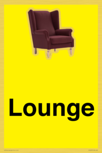 IV14257: Lounge Dementia Friendly Yellow SIgn