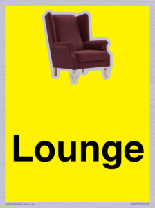 IV14257: Lounge Dementia Friendly Yellow SIgn
