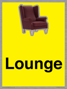 IV14257: Lounge Dementia Friendly Yellow SIgn