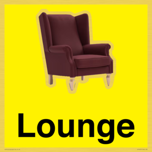 IV14257: Lounge Dementia Friendly Yellow SIgn