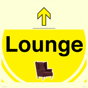 IV14259: Lounge Dementia friendly yellow directional with arrows