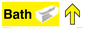 IV14268: Bath dementia friendly yellow sign directional with arrows