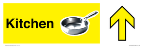 IV14272: Kitchen Dementia Friendly signage yellow directional with arrow