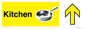 IV14272: Kitchen Dementia Friendly signage yellow directional with arrow