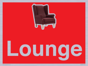 IV14286: Lounge Dementia Friendly Sign Red