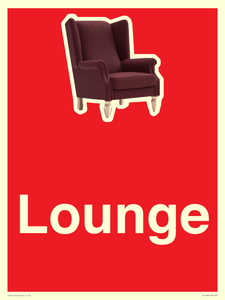 IV14286: Lounge Dementia Friendly Sign Red