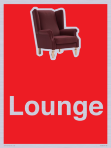 IV14286: Lounge Dementia Friendly Sign Red