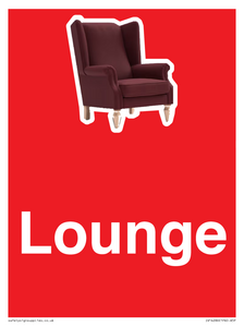 IV14286: Lounge Dementia Friendly Sign Red