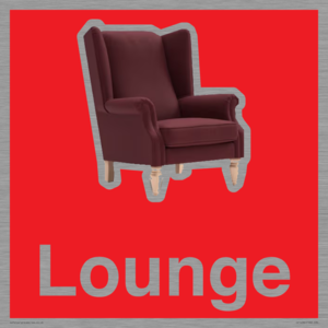 IV14286: Lounge Dementia Friendly Sign Red
