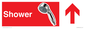 IV14302: Shower Dementia Friendly Sign Red Directional with arrows