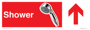 IV14302: Shower Dementia Friendly Sign Red Directional with arrows